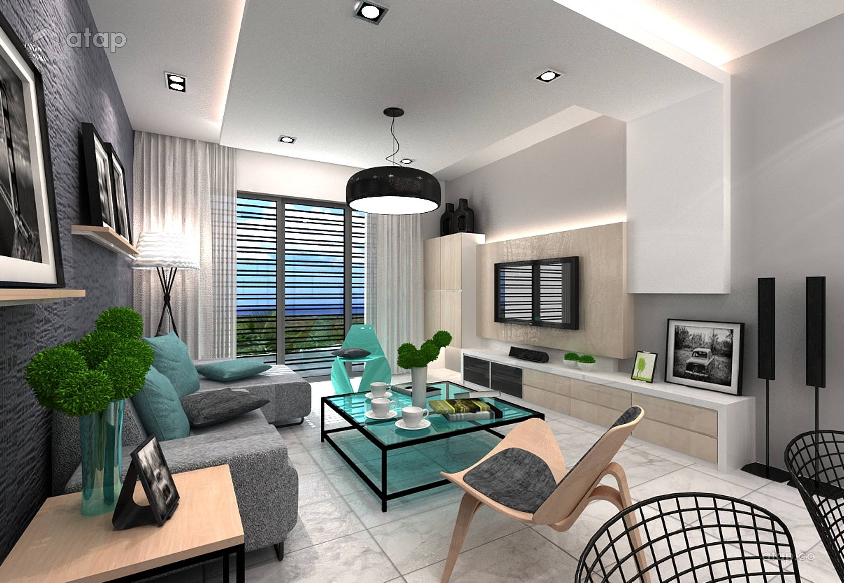 Modern Living Room apartment design ideas & photos Malaysia | Atap.co